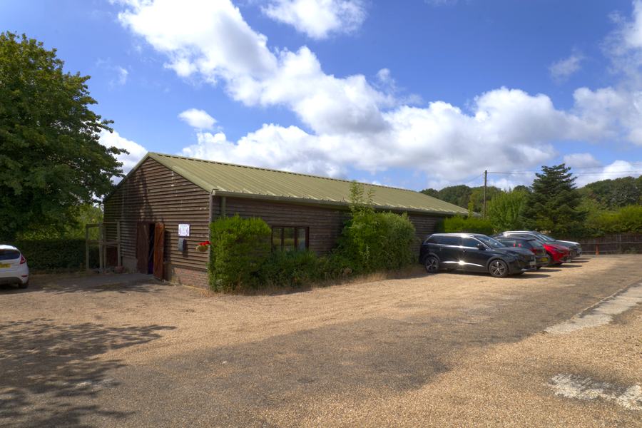 Warehouse and parking area at Monkhurst House viewed from the east