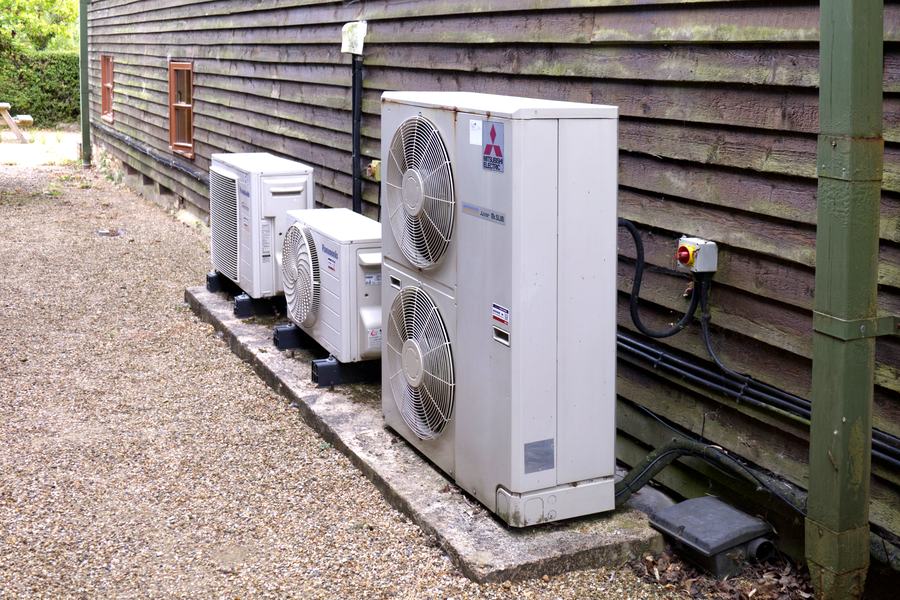 Air conditioning condenser units at Monkhurst House