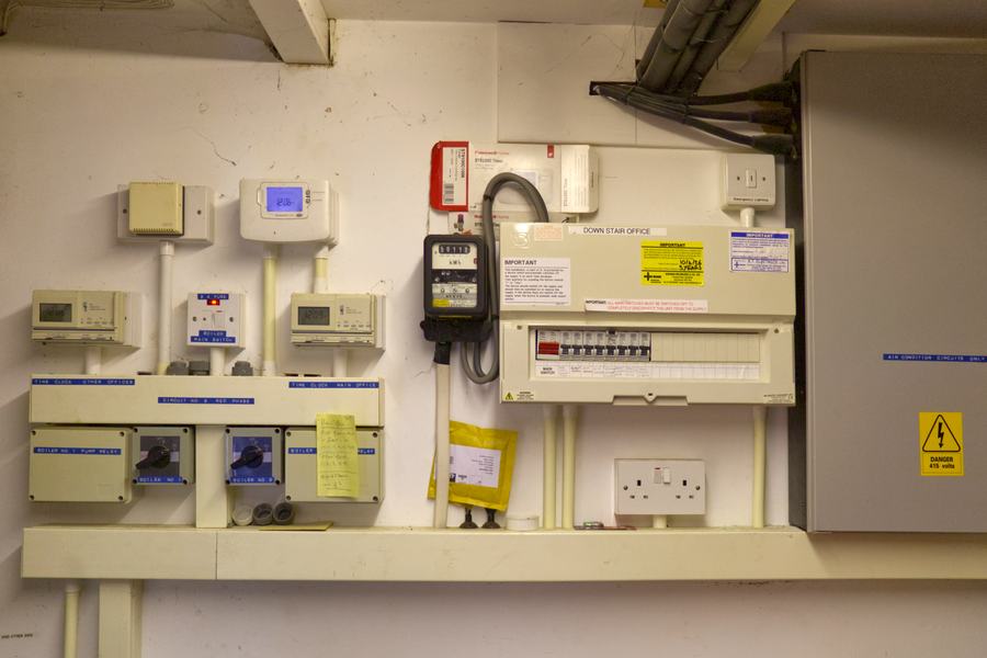 Electrical distribution board for the downstairs office at Monkhurst House